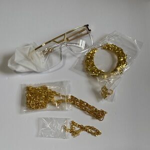 Gold-Tone Hip Hop Costume Kit - Women's Accessories Set
